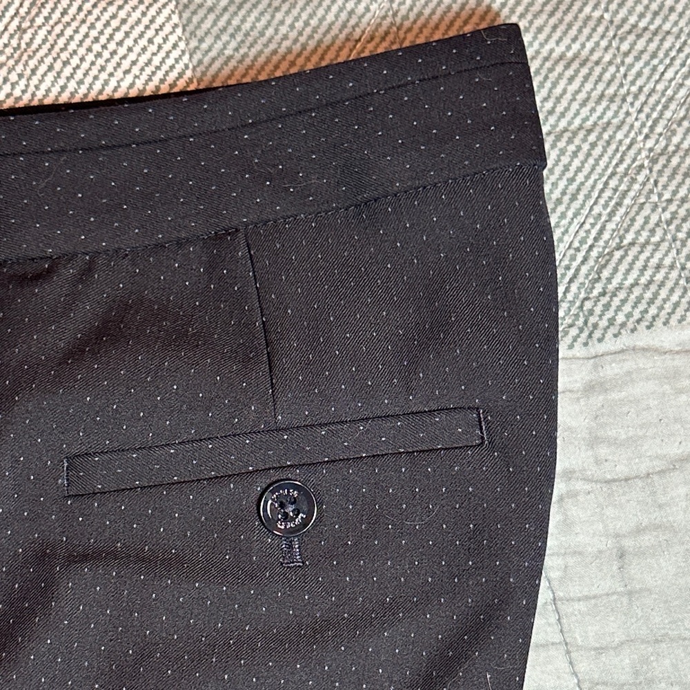 Express Columnist Black Pin-Dot Slim-Fit Dress Pants – 2R, Classic Work Trousers - Picture 3 of 6
